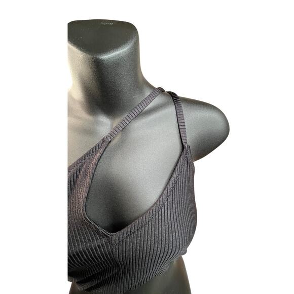 Aerie Black Ribbed one shoulder bandeau swim top - XXL - Picture 2 of 6